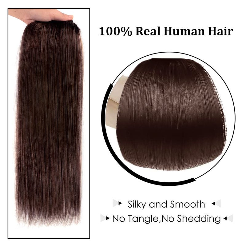 Winsky 20" Clip in Hair Extensions Real Human Hair for Women - Silky Straight Remy Hairpieces Clip on 75grams 4pieces Medium Brown #4 Color - Image 5